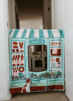 Hanging pretend play café and bakery panel for children