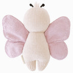 Back view of Cuddle+Kind baby butterfly hand knit stuffed toy showing soft fabric wings and knit texture