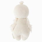 Back view of Cuddle+Kind baby gosling hand knit stuffed toy showing rounded wings and knit texture