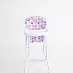 photoshoot of cherry gingham highchair for dolls made by tiny harlow