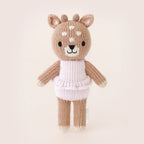 Hand-knit Tiny Violet fawn with Tiny Home