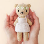 Hand-knit Tiny Olivia Honey Bear with Tiny Home
