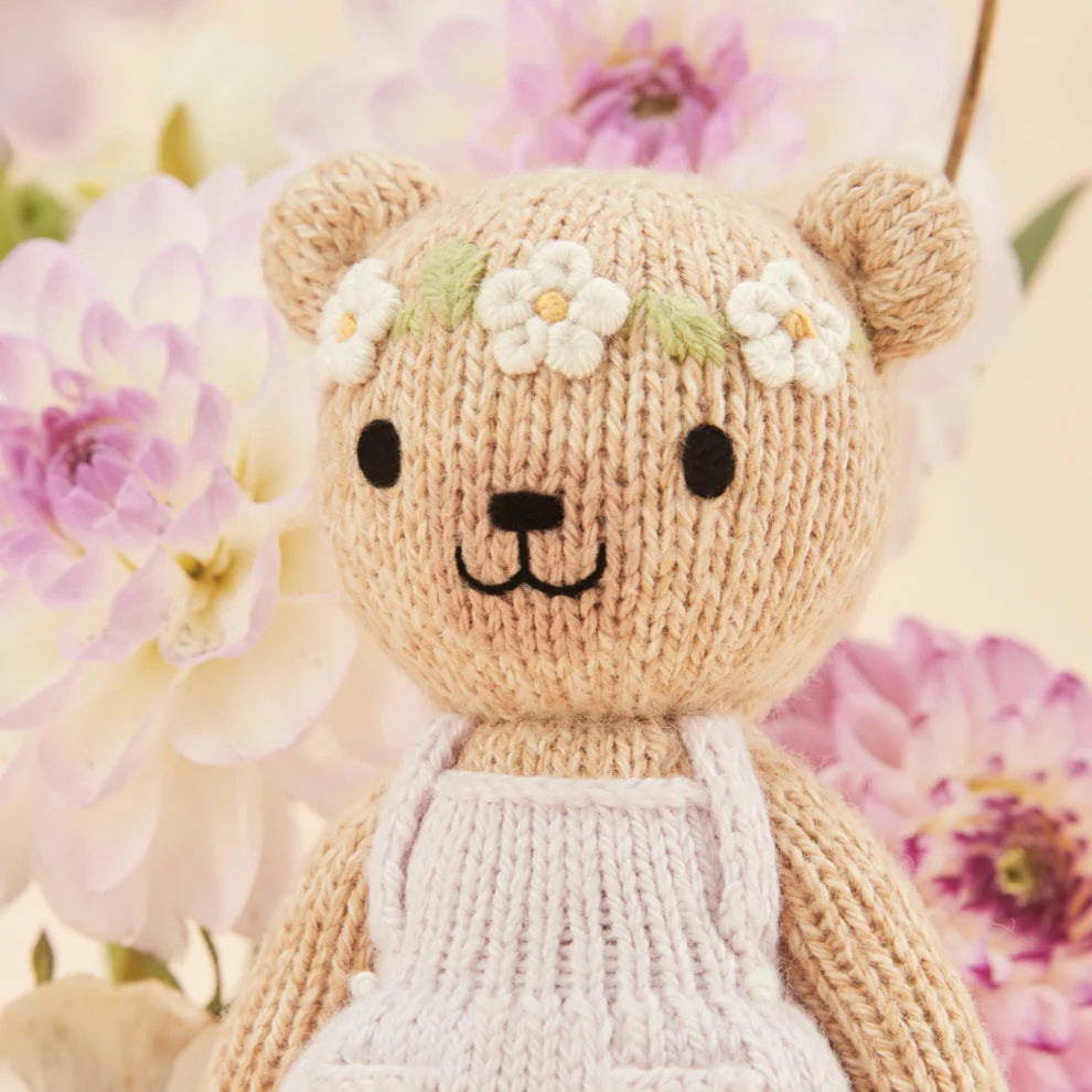 Hand-knit Tiny Olivia Honey Bear with Tiny Home