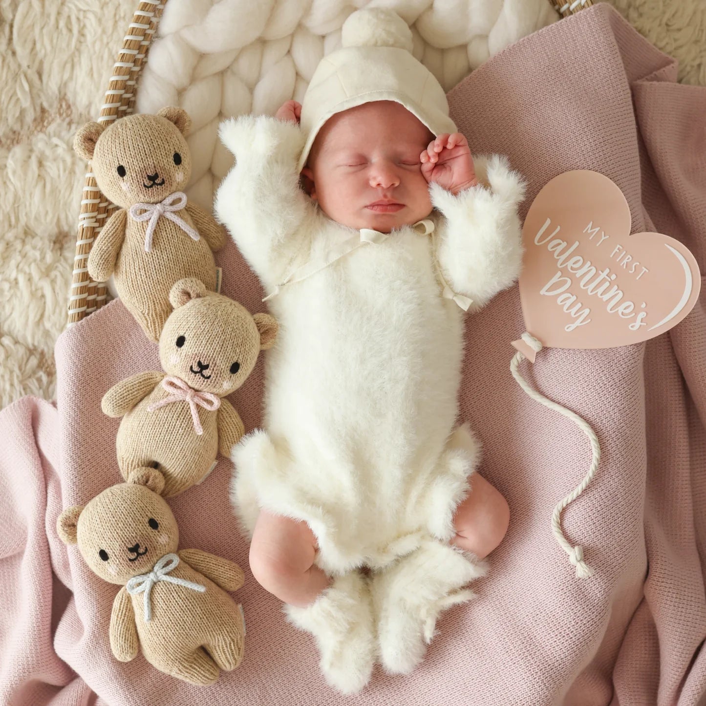 Baby Honey Bear (blue bow) - Cuddle+Kind