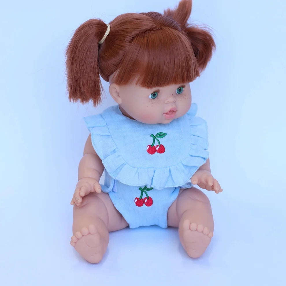 Cherry Dolls Frilled Bib & Diaper Set - SALLI Collective