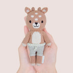 Handcrafted cotton fawn doll with decorative Tiny Home