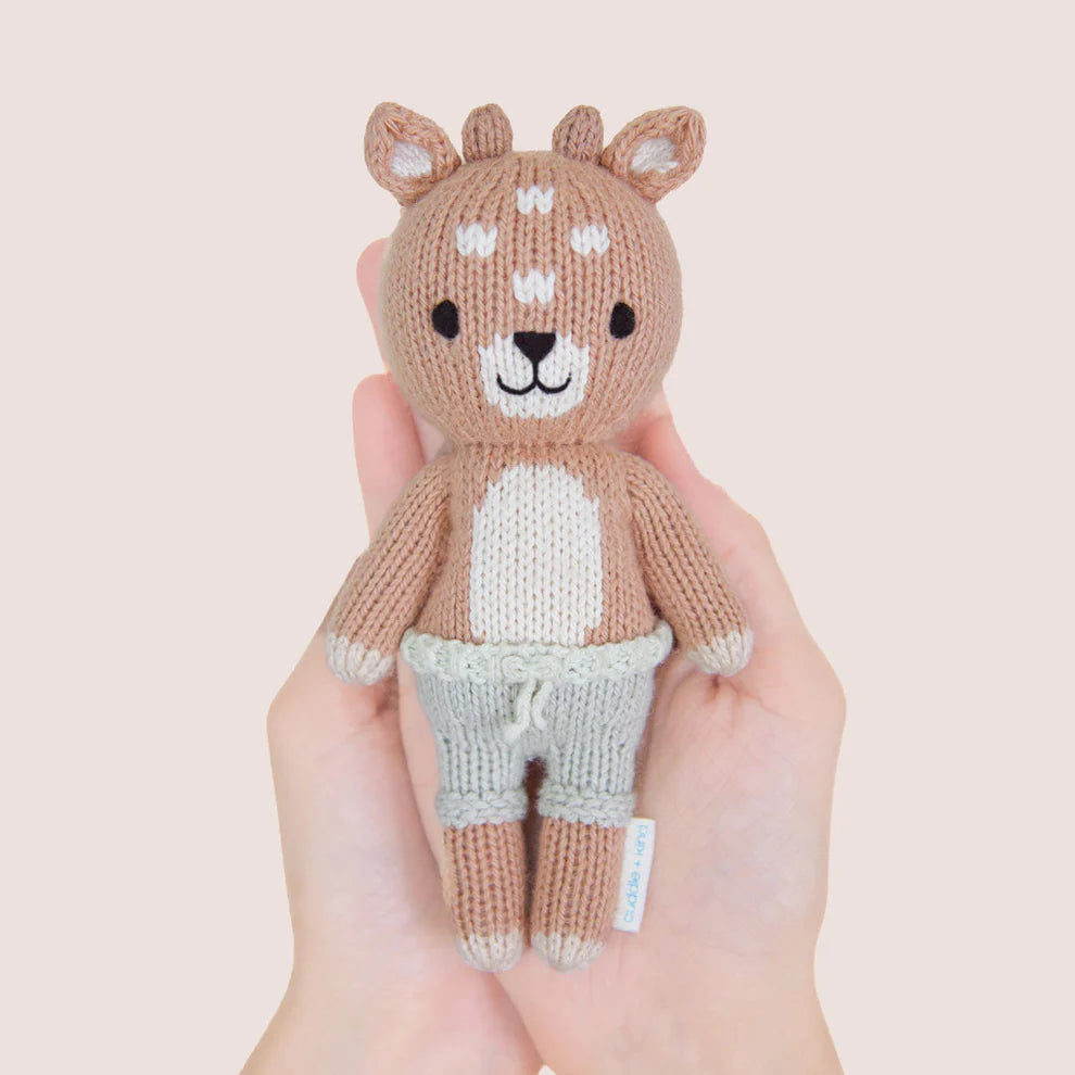 Handcrafted cotton fawn doll with decorative Tiny Home
