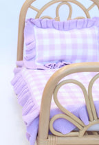 Lilac Gingham Doll Bedding Set - SALLI Collective