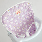 close up of lilac daisy highchair for dolls made by tiny harlow