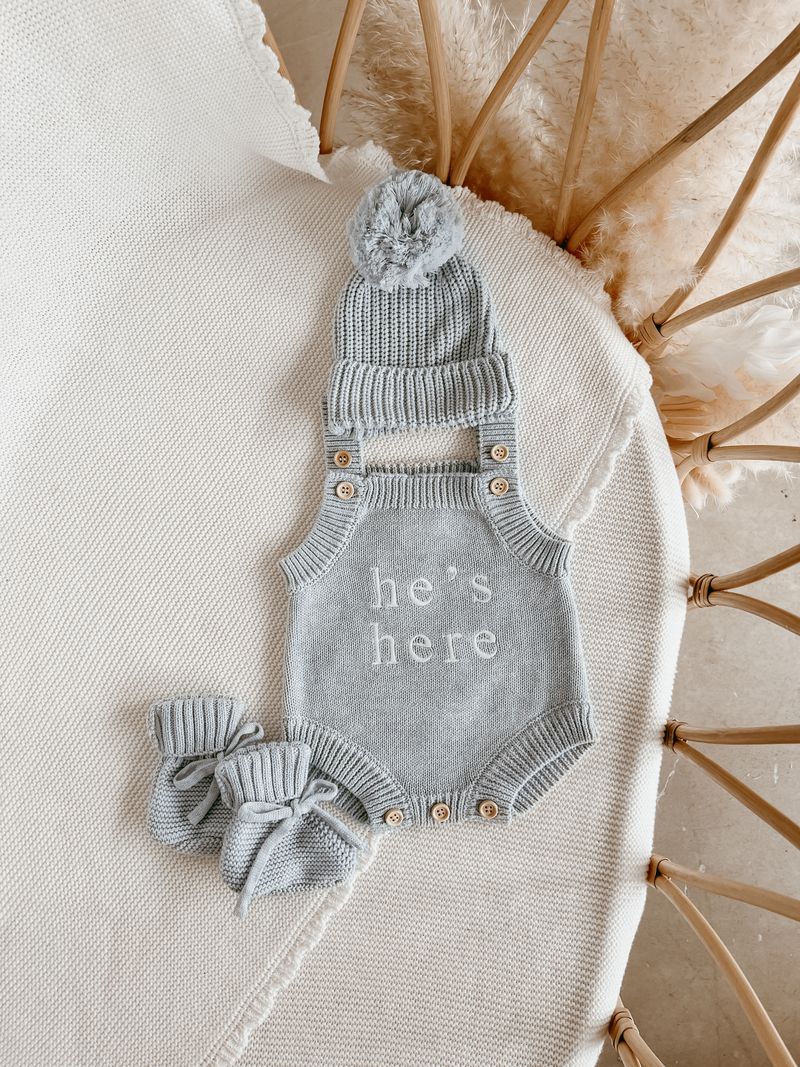 He's Here - Singlet Romper | Announcement Bundle
