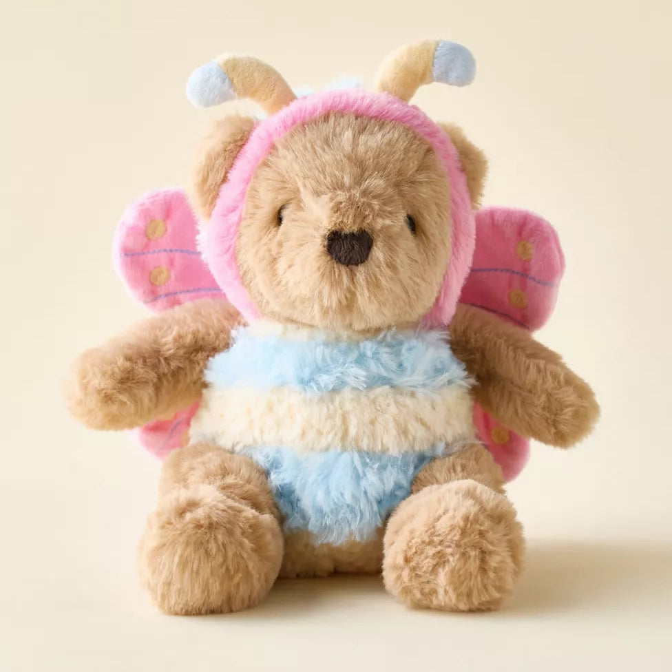 front of bear in a butterfly costume dress up like similar to jellycat. stock image - brand is Mon Ami. very cute plushy soft toy