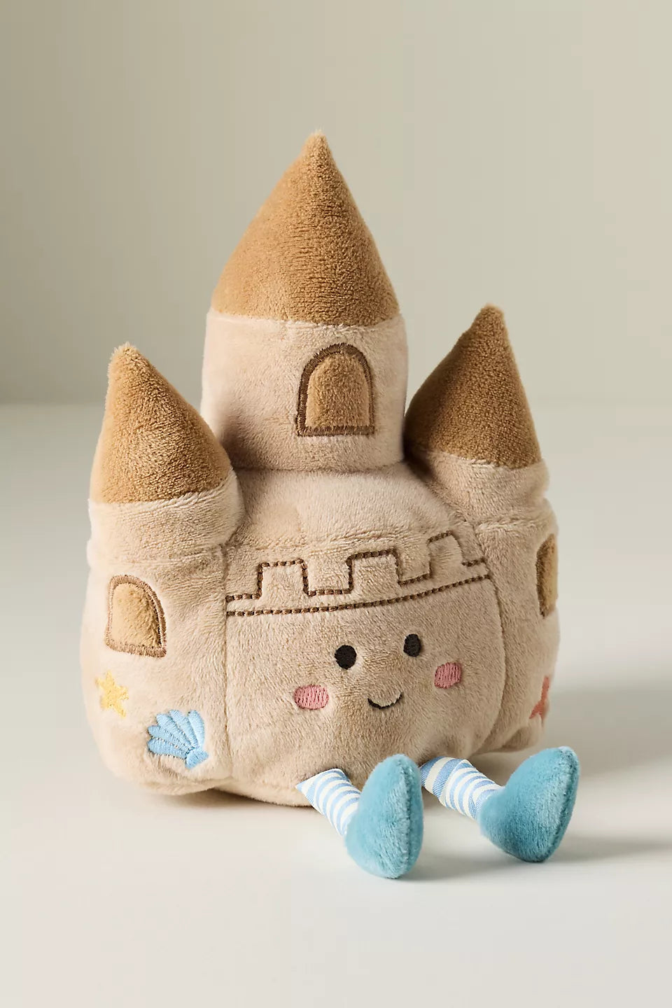 Sand Castle plush toy by Mon Ami, similar to sold out jellycat one, a soft beach-themed toy for babies and toddlers designed for comfort, play and everyday snuggles.