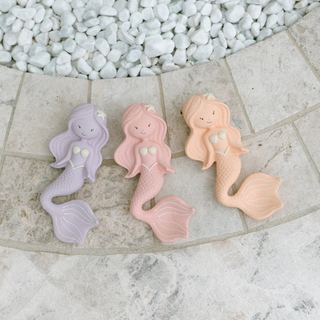 Winnie Parkes Maeve the Mermaid natural rubber baby teether in peach