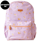 Fox & Fallow backpack for kids, perfect for school, daycare and everyday use. Spacious, practical and designed for little adventures. Personalisation of embroidery with name also available on bags in 2 placements. This print is unicorns