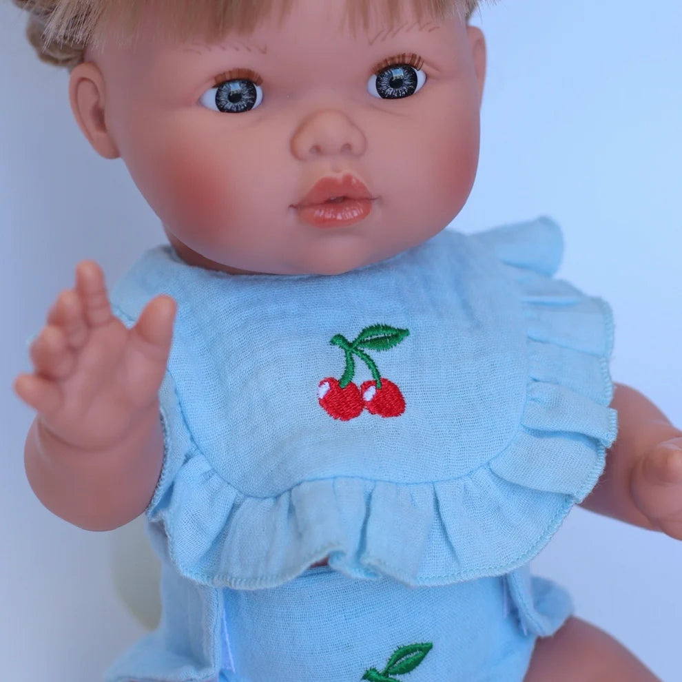 Cherry Dolls Frilled Bib & Diaper Set - SALLI Collective
