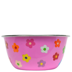 pink daisies stainless steel breakfast bowl by picnic folk