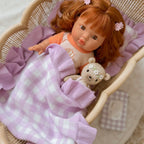Lilac Gingham Doll Bedding Set - SALLI Collective