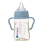 b.box baby bottle with detachable handles designed to support easy gripping