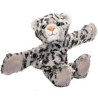 Snow leopard stuffed toy with hugging wrap arms
