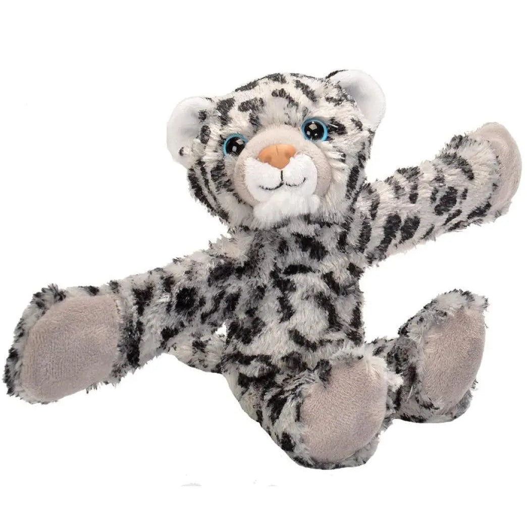 Snow leopard stuffed toy with hugging wrap arms
