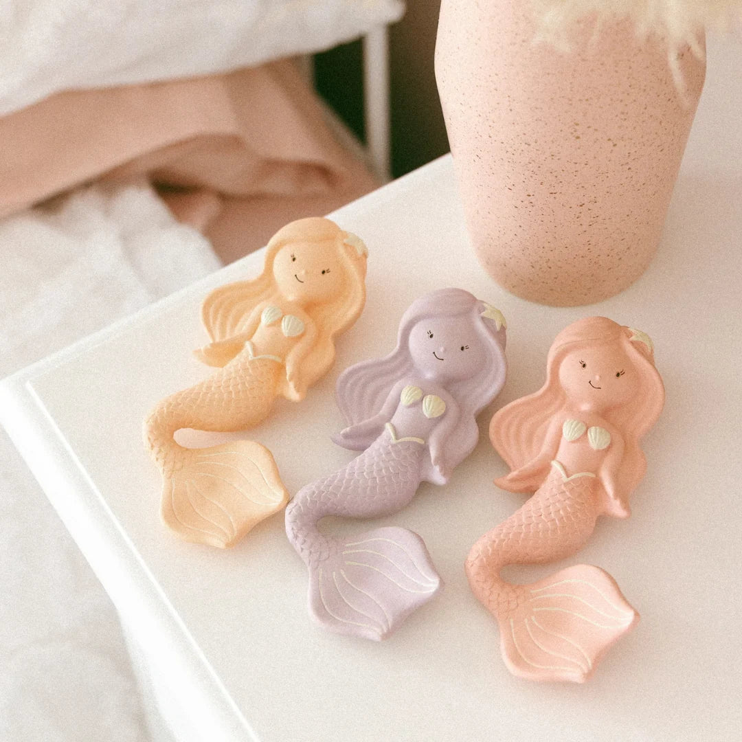 Peach Maeve the Mermaid Natural Rubber Teether Toy - Winnie Parkes