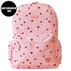 Fox & Fallow backpack for kids, perfect for school, daycare and everyday use. Spacious, practical and designed for little adventures. Personalisation of embroidery with name also available on bags in 2 placements. This print is little hearts