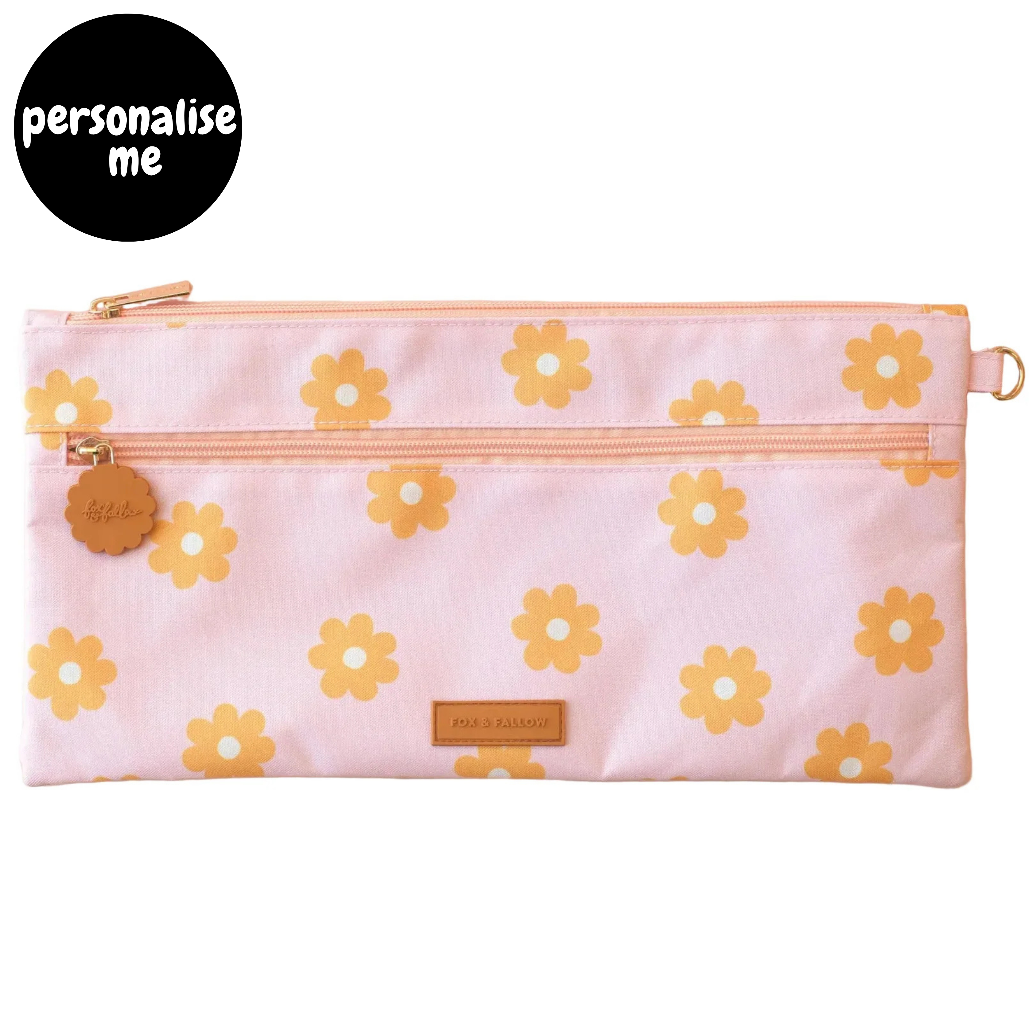 Fox & Fallow large pencil case. Spacious, durable and can be personalised with embroidery, perfect for school, highschool and everyday use. Can also get matching backpack and lunch bag. This print is: daisy chain