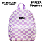 example of embroidery placement for toddler backpacks, perfect for on the go and have matching accessories. can also be personalised with childs name. 