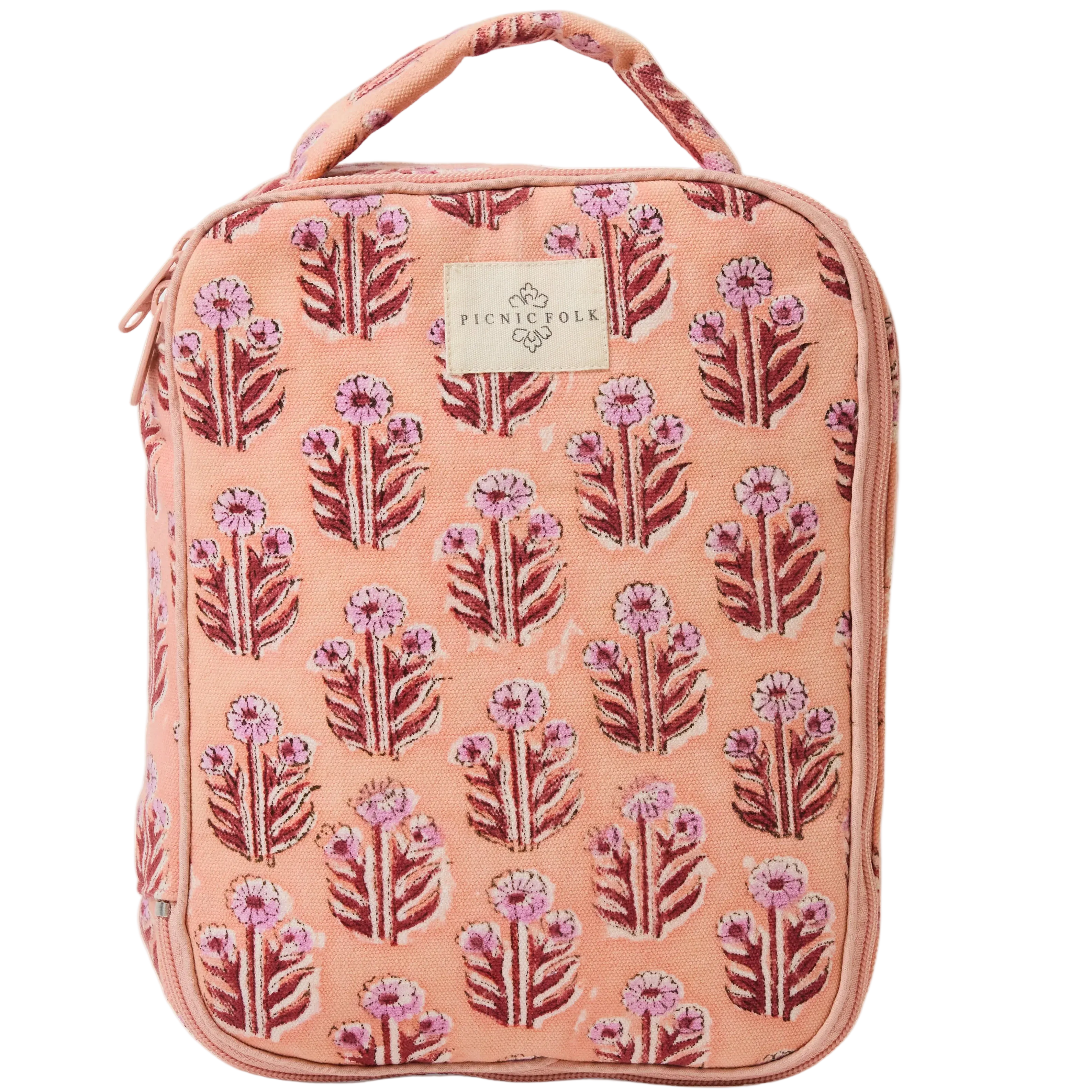 moonlight haze lunch bag with pink and floral pattern