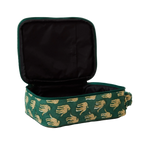 cheetah print lunch bag in green with insulated interior