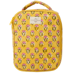 sunshine lunch bag with yellow floral print and top handle