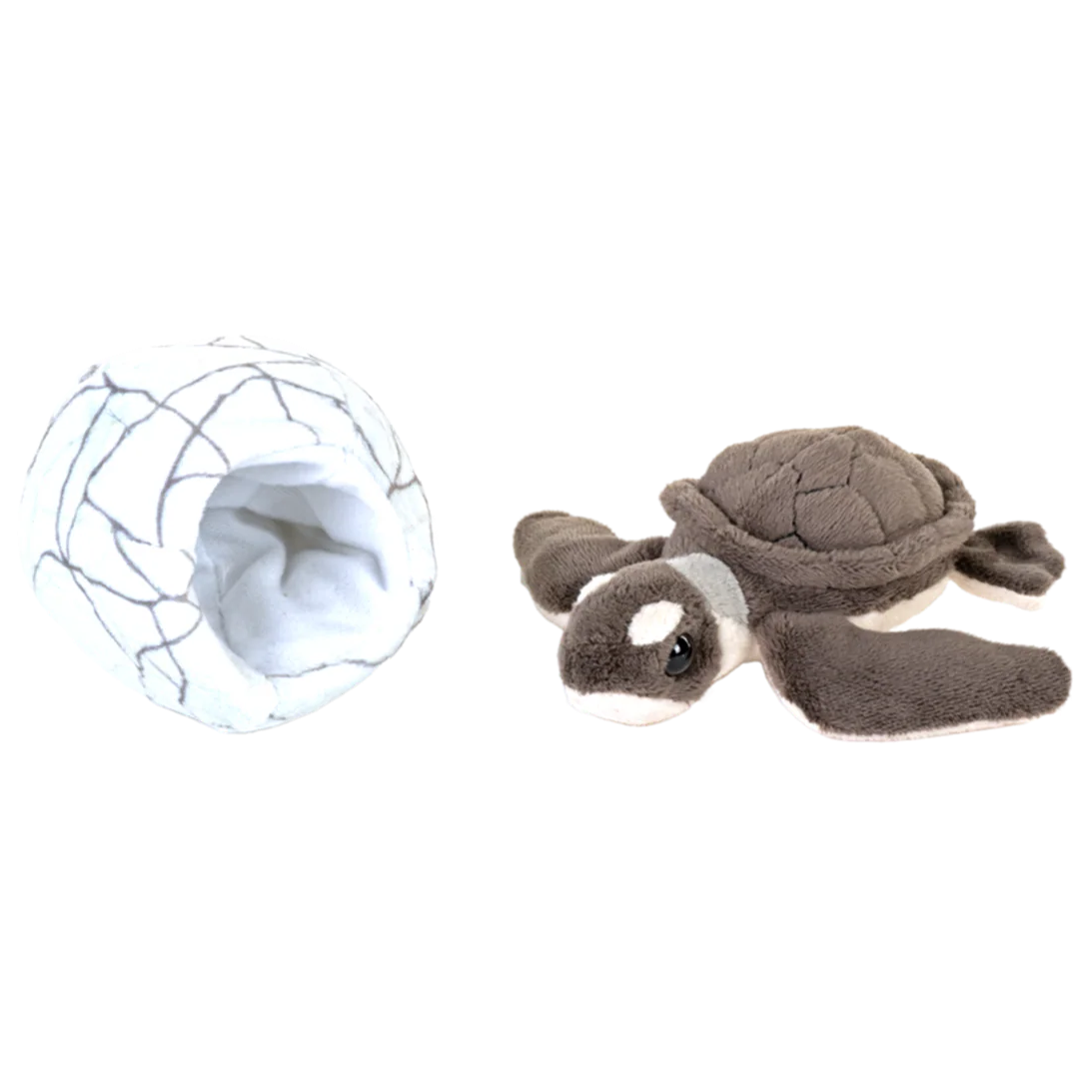 Green sea turtle hatchling soft toy with removable plush turtle and crinkly egg