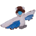 Plush kookaburra toy with wrap around snap band wings
