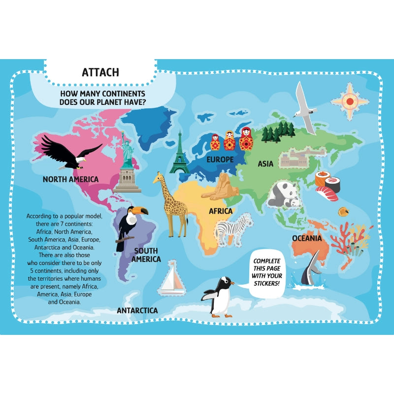 Geography activity book with stickers for kids