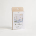 packaging of milestone cards by lively living to track babies age and milestones. great for photos and theme is goosey goosey. front card is hello world