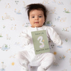 milestone cards by lively living to track babies age and milestones. great for photos and theme is goosey goosey. card pictured reads today i'm 3 months old