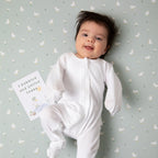 milestone cards by lively living to track babies age and milestones. great for photos and theme is goosey goosey. card pictured reads i babbled and smiled today