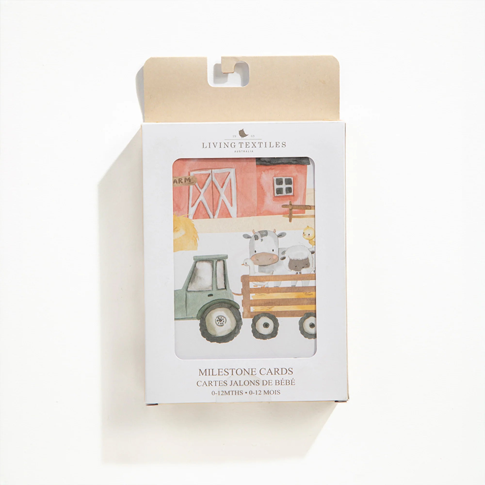 packing of milestone cards by lively living to track babies age and milestones. great for photos and theme is tractor ride. 