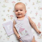 milestone cards by lively living to track babies age and milestones. great for photos and theme is whimsical wonderland. card pictured reads  today i'm 5 months old, i played peek a boo today