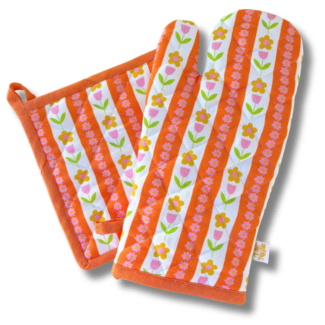 Oven Mitt + Pot Holder Set | Tulip Stripes