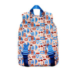 back view of toddler backpacks, perfect for on the go and have matching accessories. can also be personalised with childs name. this print is sky