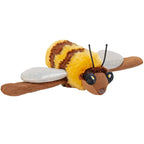 Yellow bee plush toy with wrap around snap band arms
