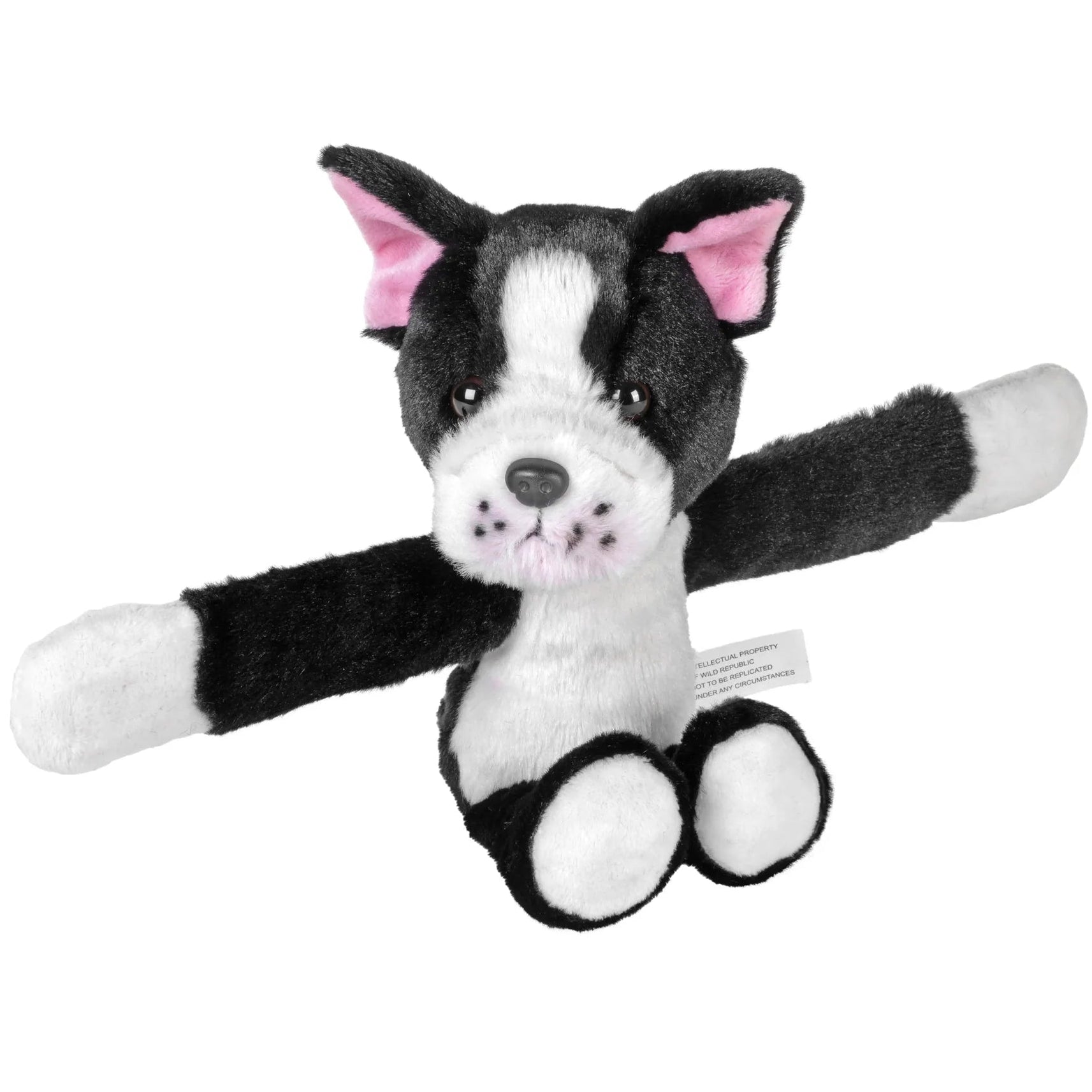 Boston Terrier snap band plush toy by Wild Republic
