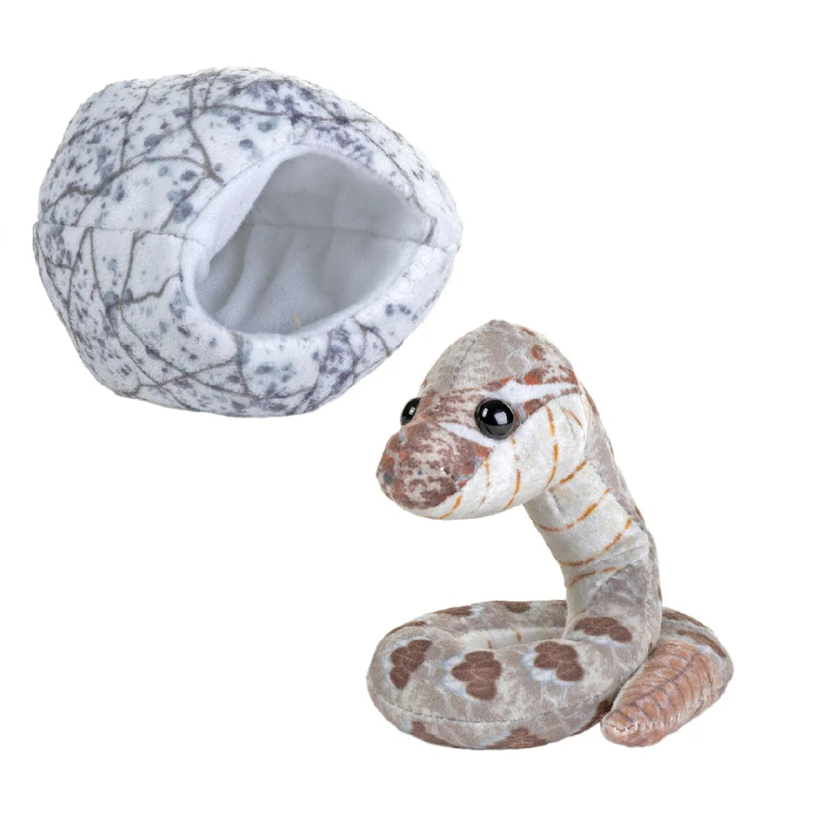 Snake plush toy with removable baby snake and crinkly egg