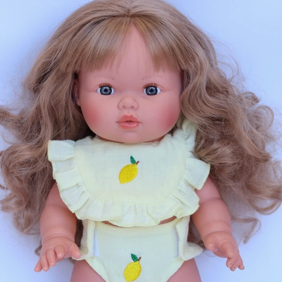 Lemon Dolls Frilled Bib & Diaper Set - SALLI Collective