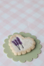 photoshoot image felt lavender cookie toy handmade wool pretend play food Juni Moon