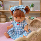 Blue Cherry Gingham Doll Dress & Bow Set - SALLI Collective