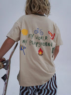 My World reversible cotton t-shirt designed for outdoor play