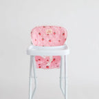 photoshoot of strawberry picnic highchair for dolls made by tiny harlow