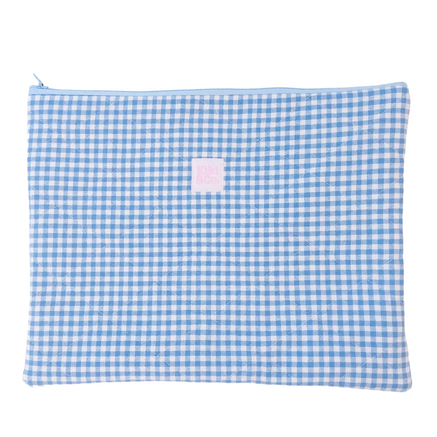 Quilted Laptop Sleeve | Blue Gingham